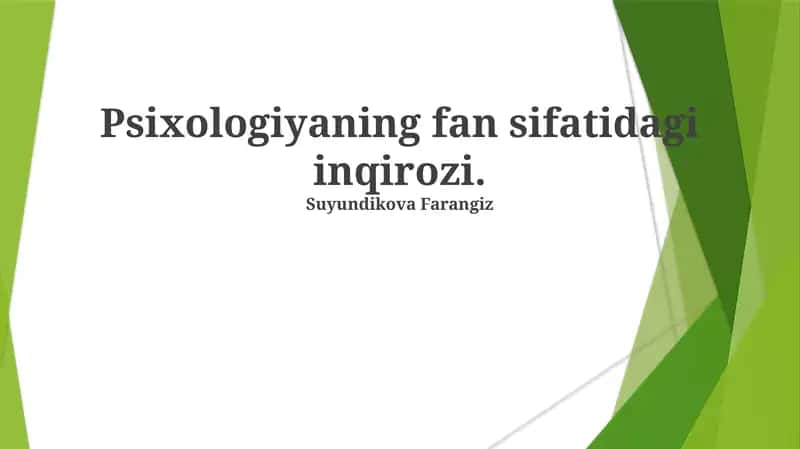 Psixologiyaning fan sifatidagi inqirozi 1