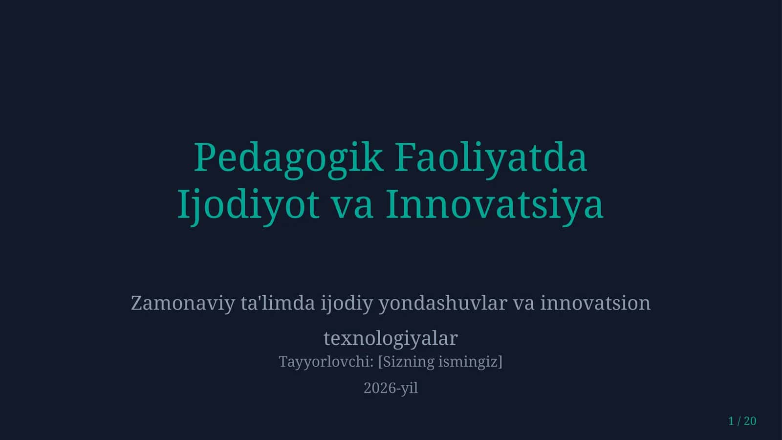 Pedagogik faoliyatda ijodiyot va innovatsiya 1