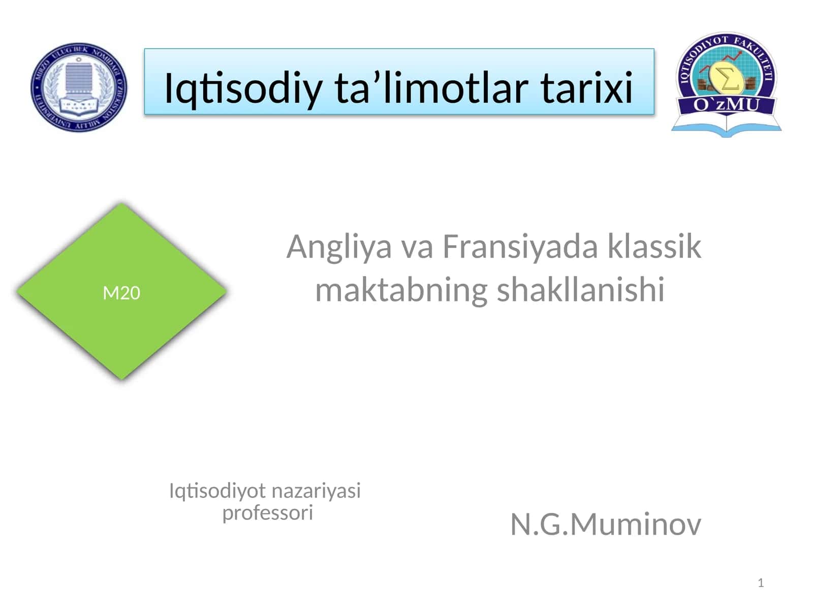 Angliya va Fransiyada klassik maktabning shakllanishi 1