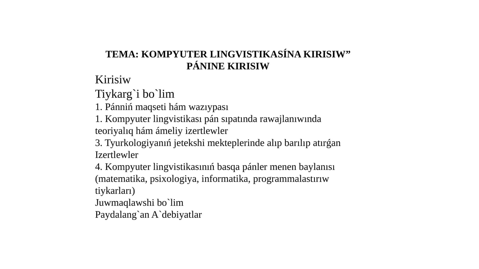KOMPYUTER LINGVISTIKASÍNA KIRISIW” 1
