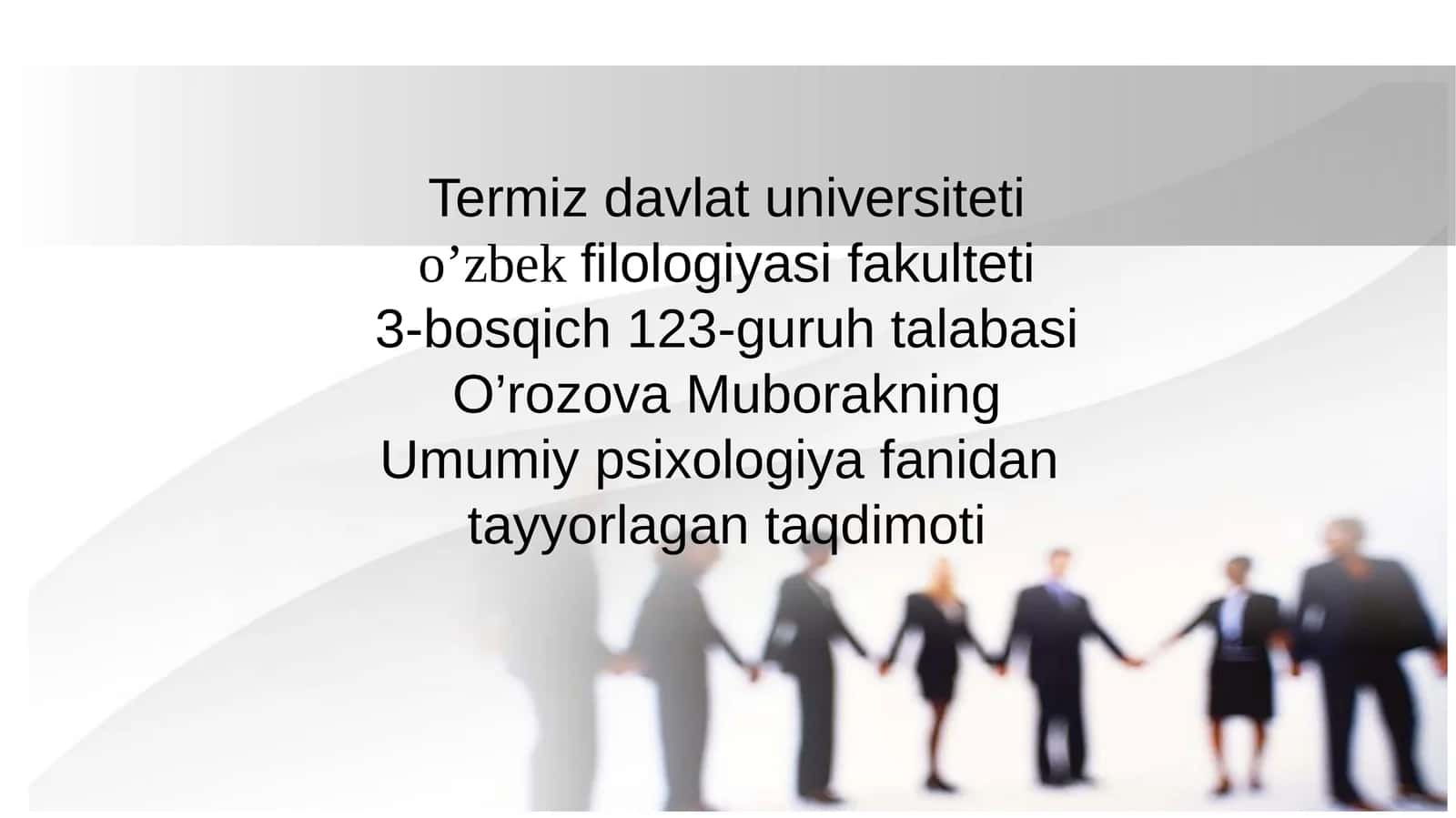 Umumiy psixologiya fanidan tayyorlagan taqdimoti 1