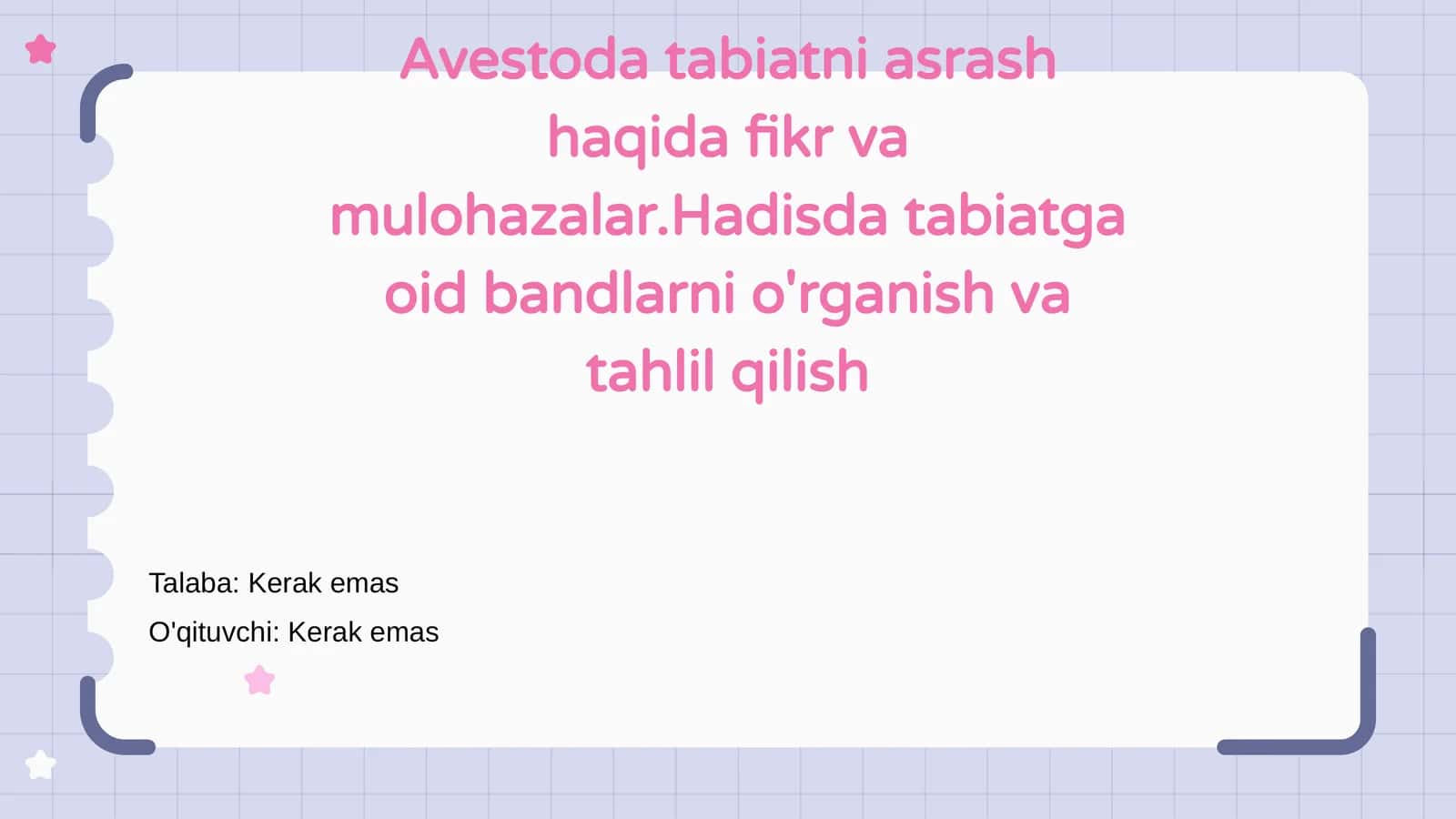 Avestoda Tabiatga Waqiflik 1