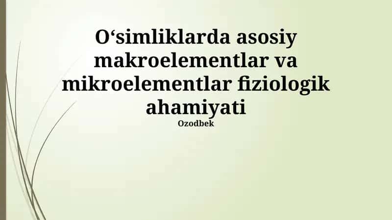 O'simliklarda Makroelementlarning Fiziologik Ahamiyati 1