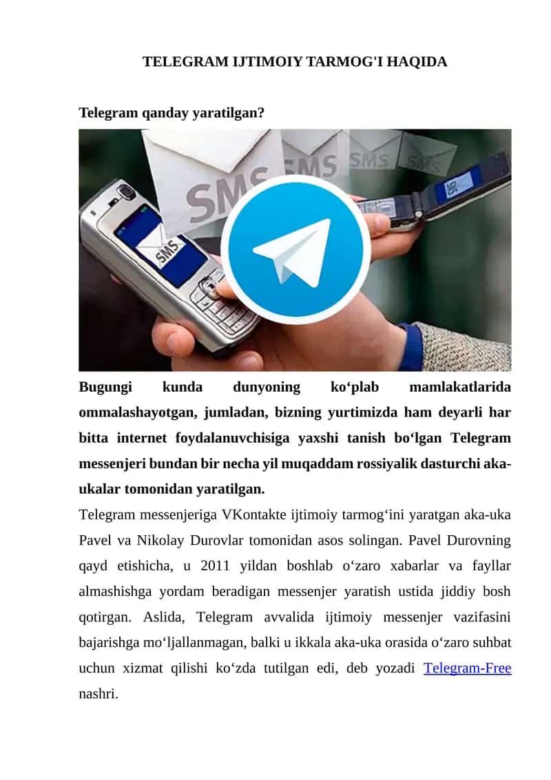 Telegram Ijtimoiy Tarmog'i 1