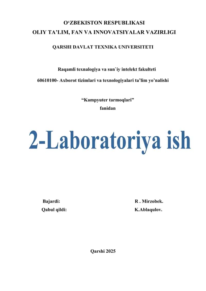 CISCO PACKET TRACER SIMULYATOR INTERFEYSI VA UNING IMKONIYATLARINI O‘RGANISH 1