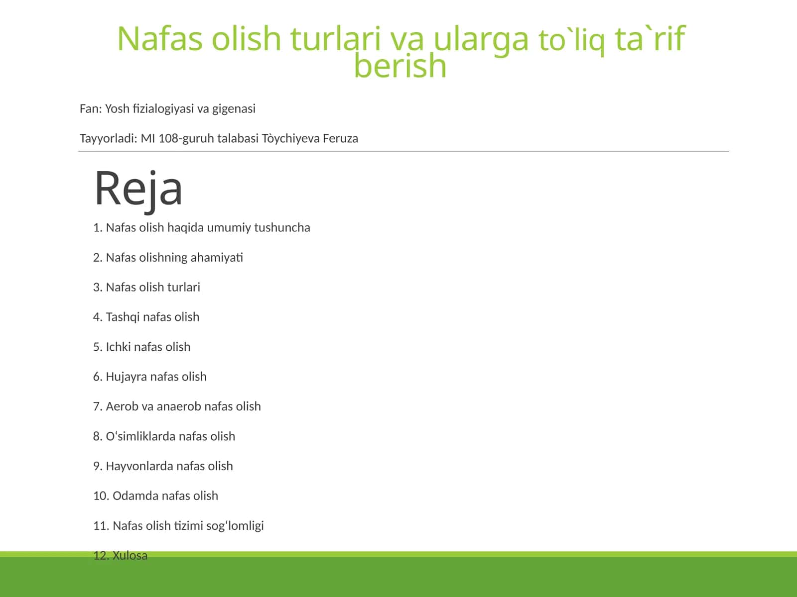 Nafas olish turlari va ularga to'liq ta'rif berish 1