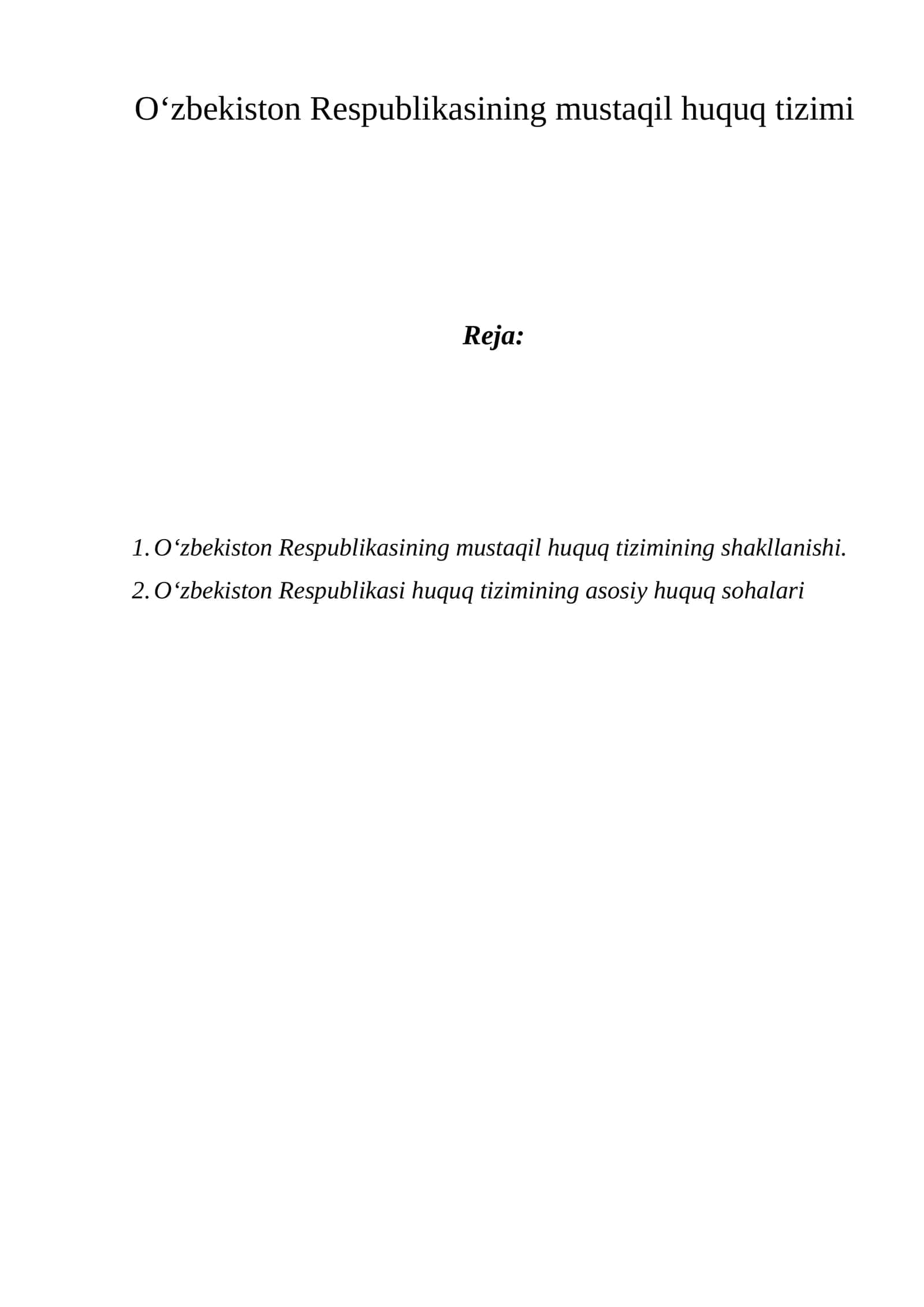 O‘zbekiston Respublikasining mustaqil huquq tizimi 1