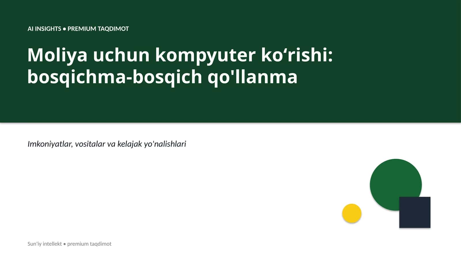 Moliya uchun kompyuter koʻrishi: bosqichma-bosqich qo'llanma 1
