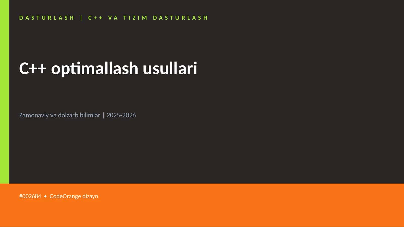 C++ optimallash usullari 1