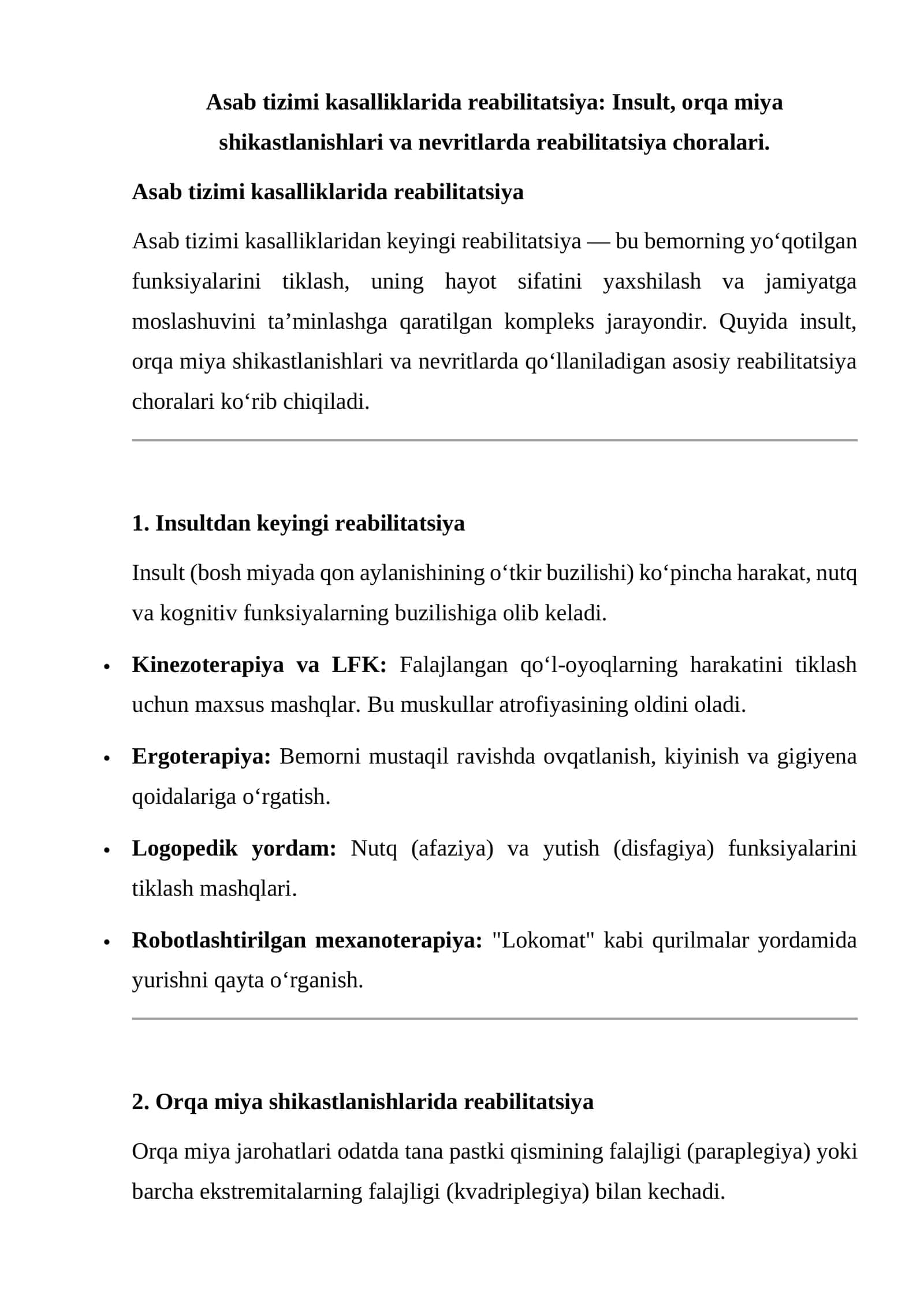 Asab tizimi kasalliklarida reabilitatsiya 1