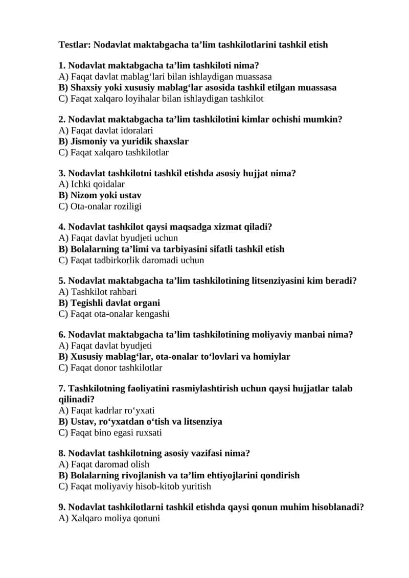 Nodavlat maktabgacha ta’lim tashkilotlarini tashkil etish 1