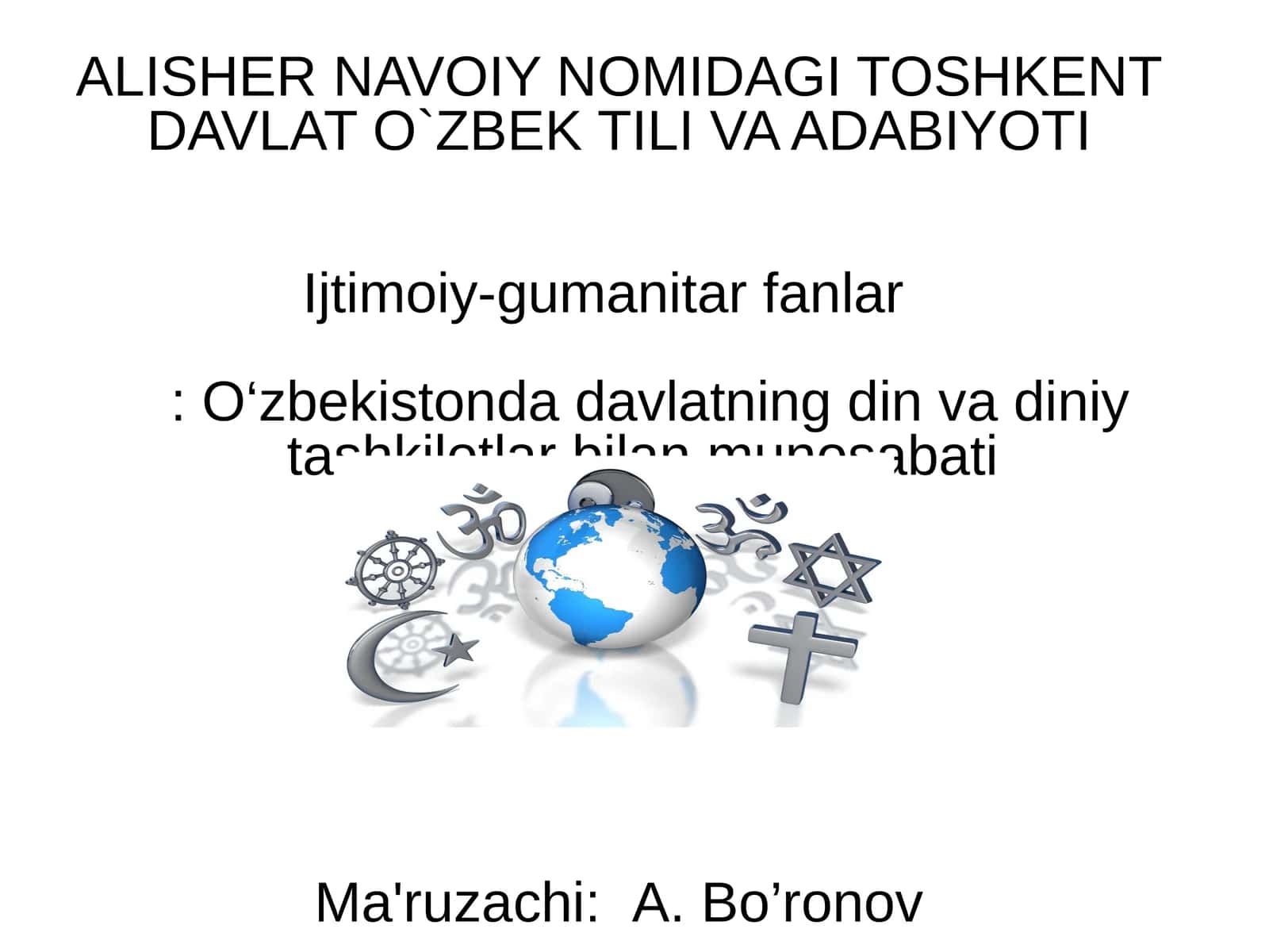 O‘zbekistonda davlatning din va diniy tashkilotlar bilan munosabati 1