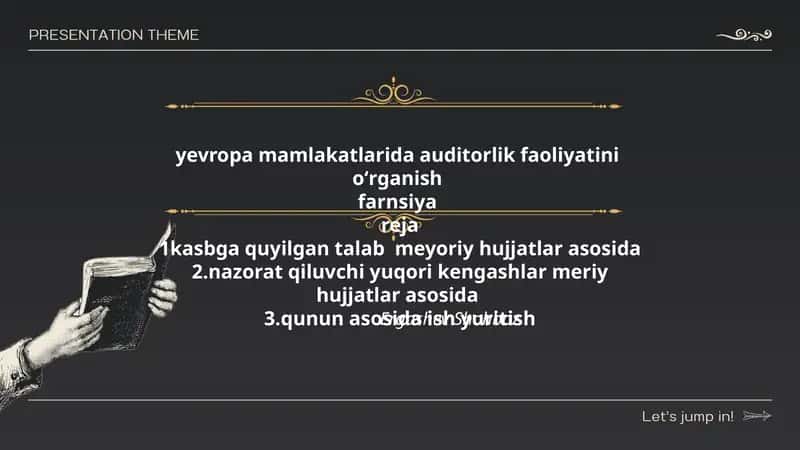 Mavzu: yevropa mamlakatlarida auditorlik faoliyatini oʻrganish 1