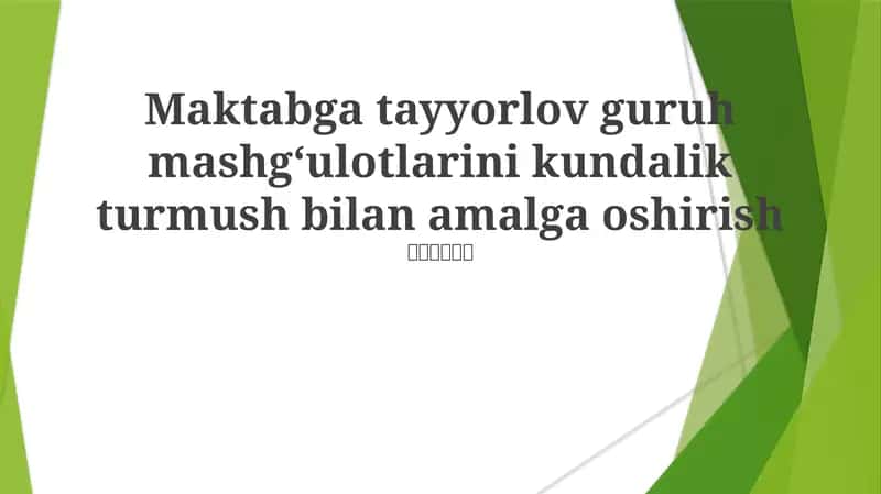 Tayyorgarlik Guruhi Mashg'ulotlari 1