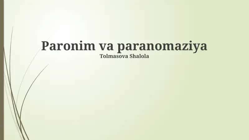 Paronim va paranomaziya 1