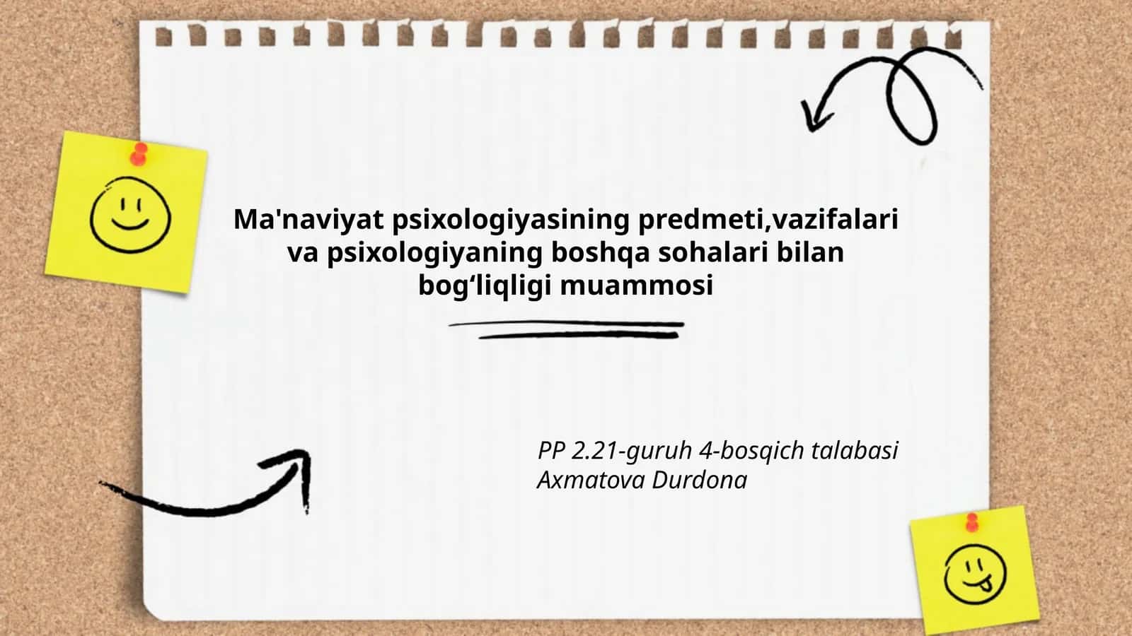 Ma'naviyat psixologiyasining predmeti, vazifalari va psixologiyaning boshqa sohalari bilan bogʻliqligi muammosi 1