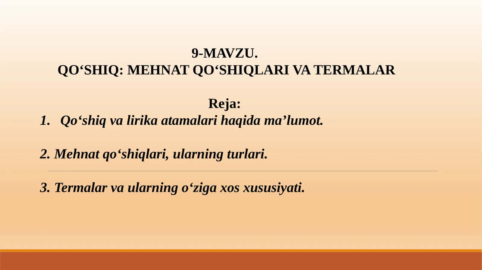 QOʻSHIQ: MEHNAT QO‘SHIQLARI VA TERMALAR 1