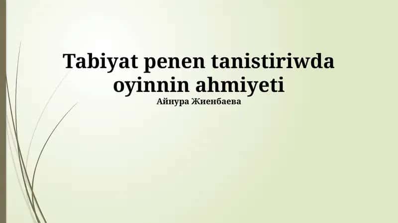 Tábiyat Penen Tanısıw 1