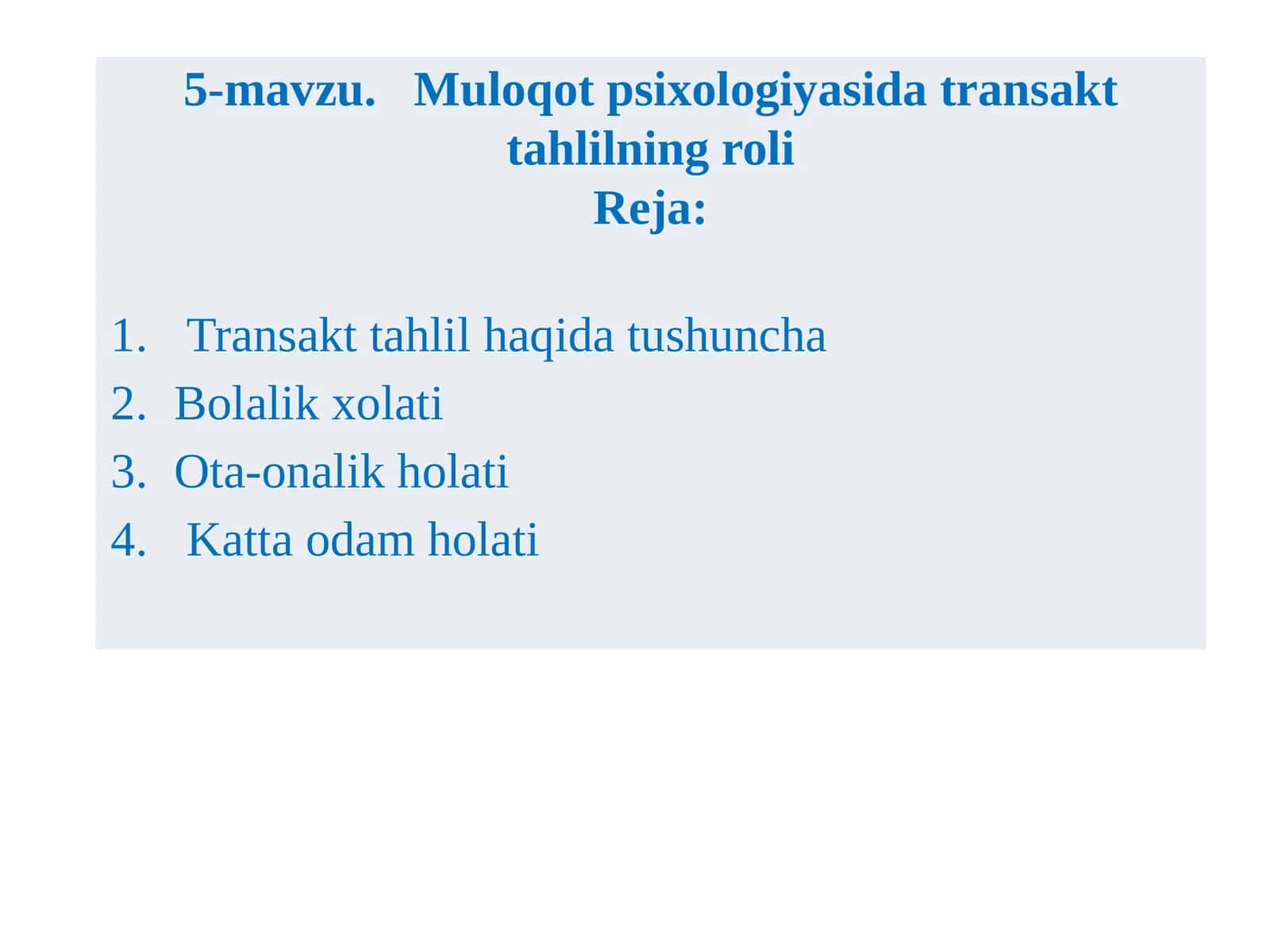 Transakt tahlilning roli 1