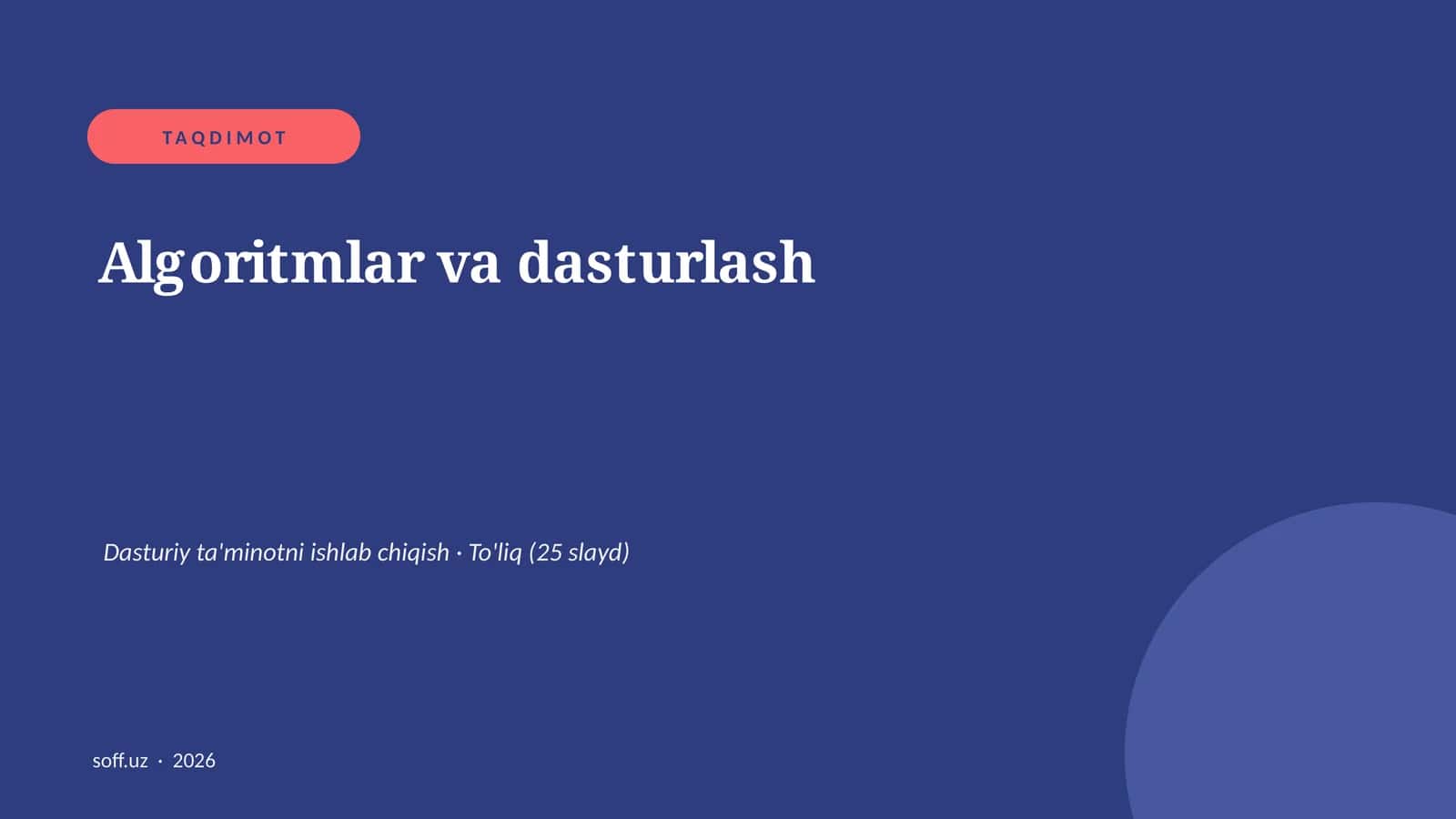 Algoritmlar va dasturlash 1