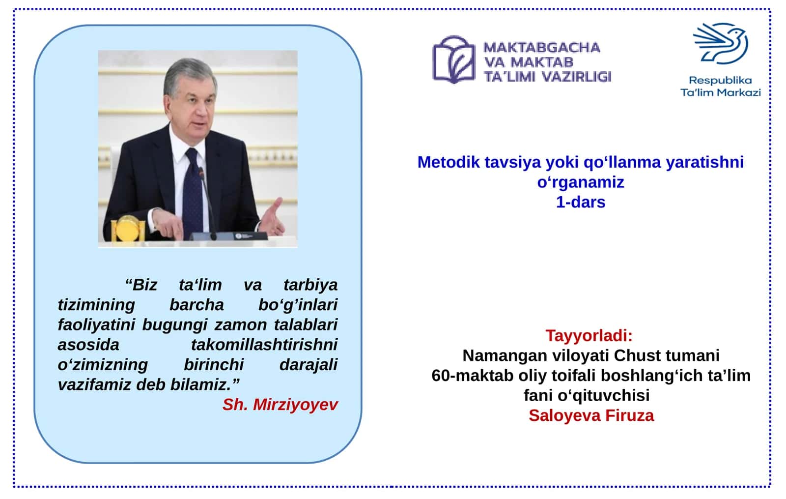 Metodik tavsiya yoki qo‘llanma yaratishni o‘rganamiz 1