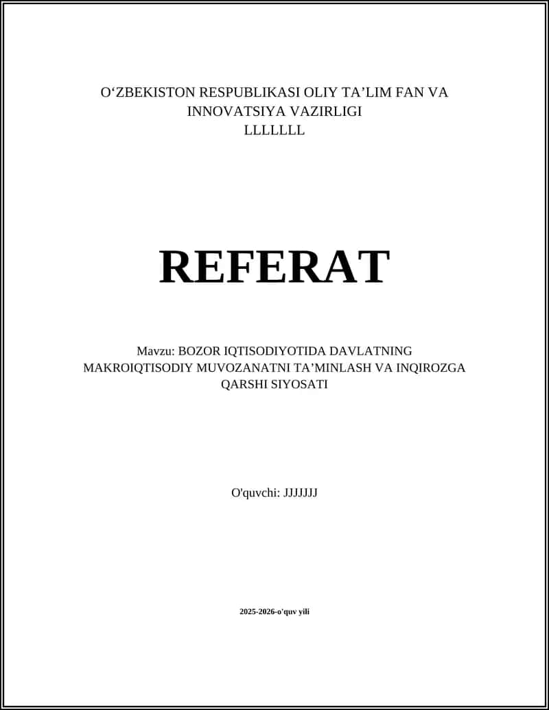 Davlatning fiskal siyosati va makroiqtisodiy barqarorlik 1