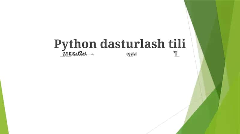Piton Dasturlash Tilining Qo'llanilishi va Misollar 1