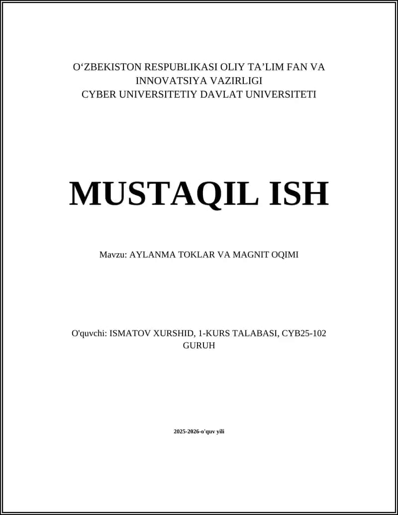 AYLANMA TOKLAR VA MAGNIT OQIMI 1