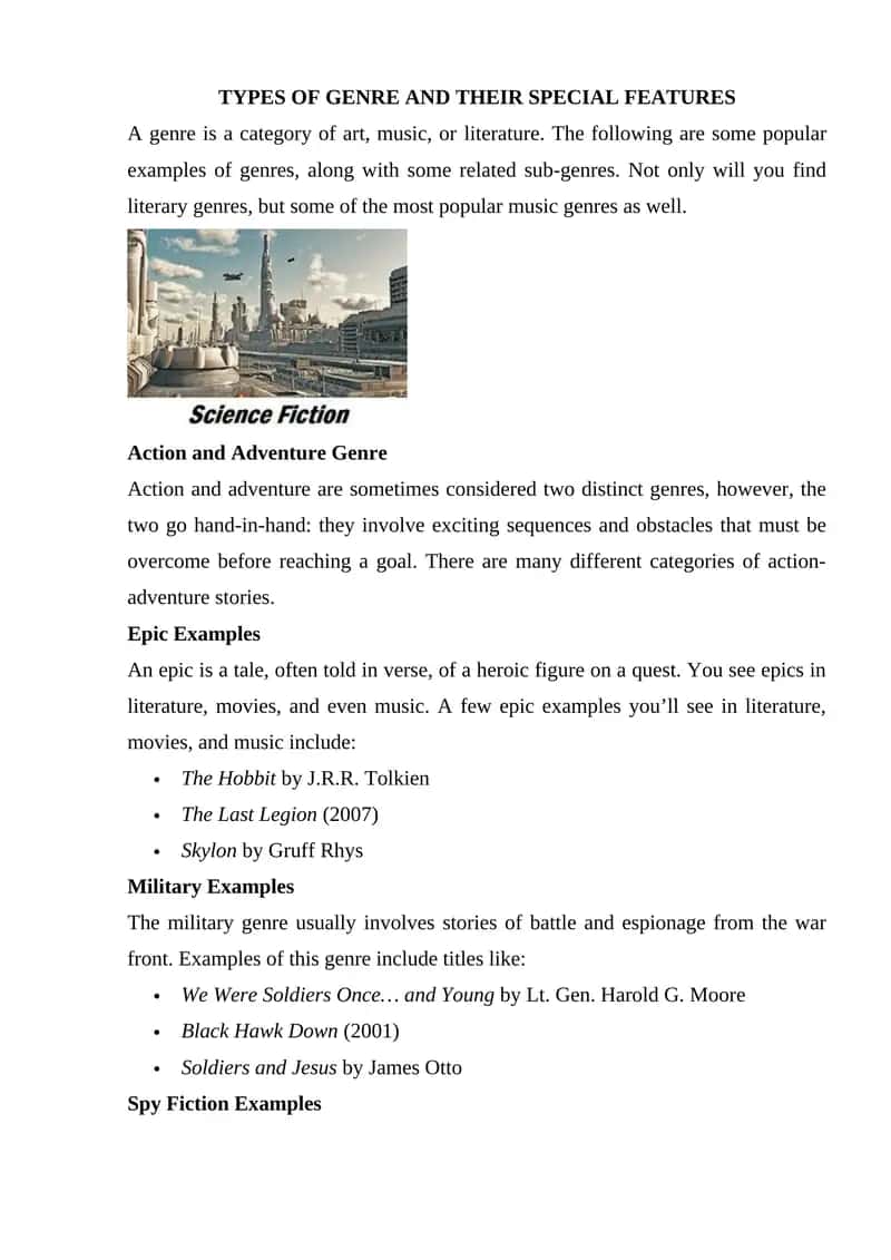 Types of Genre and Their Special Features 1