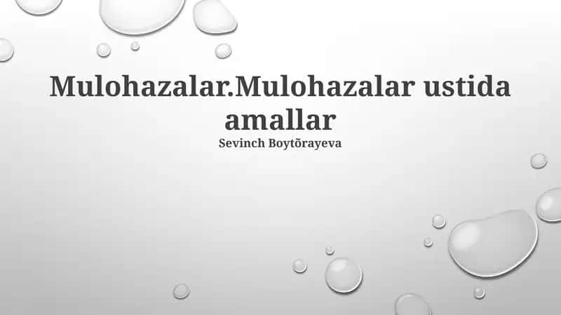Mulohazalar ustida amallar 1