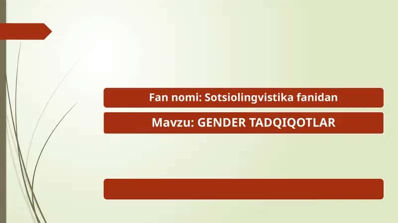 GENDER TADQIQOTLAR 1