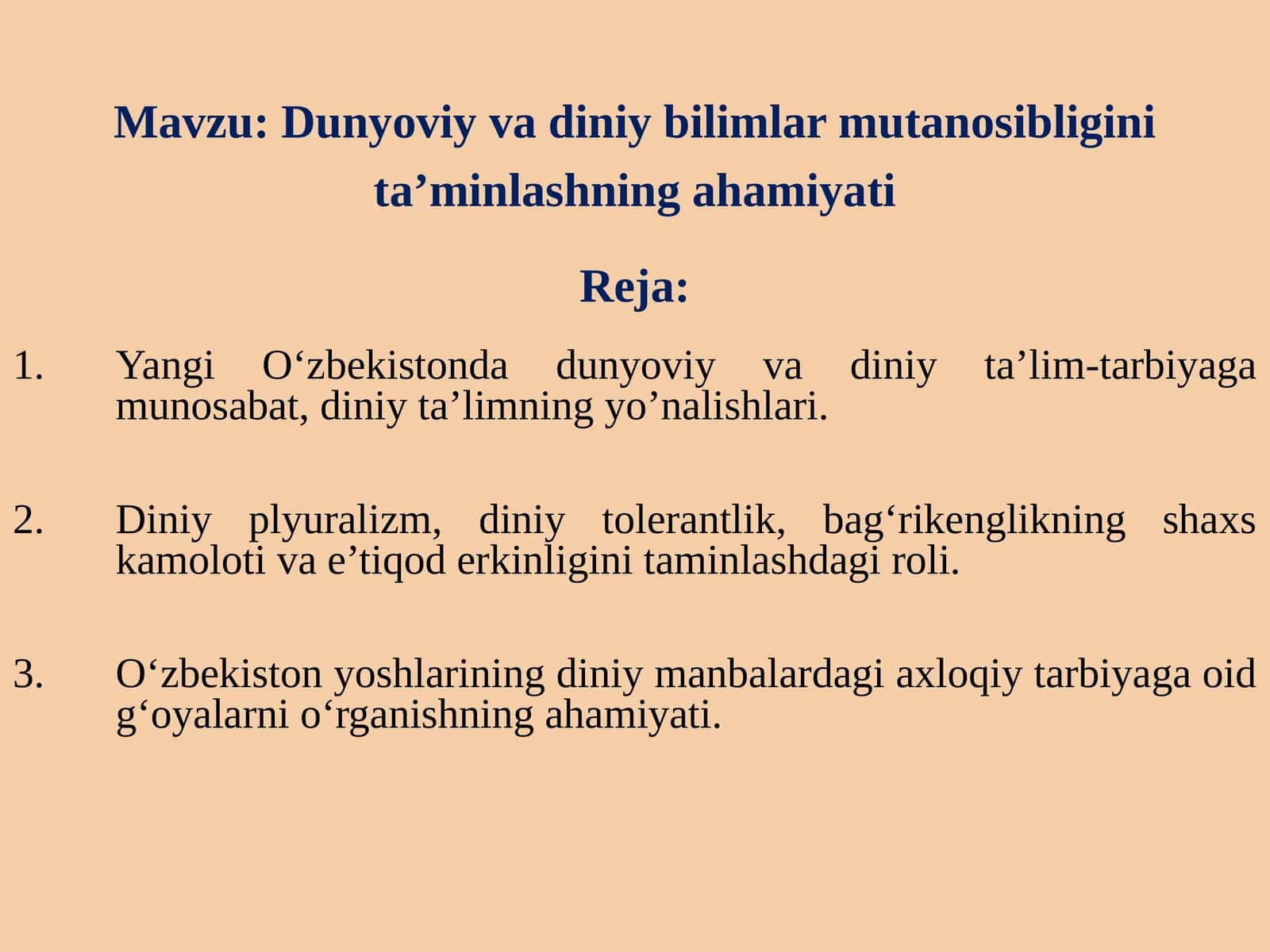 Dunyoviy va diniy bilimlarni mutanosibligini ta'minlashning ahamiyati 1