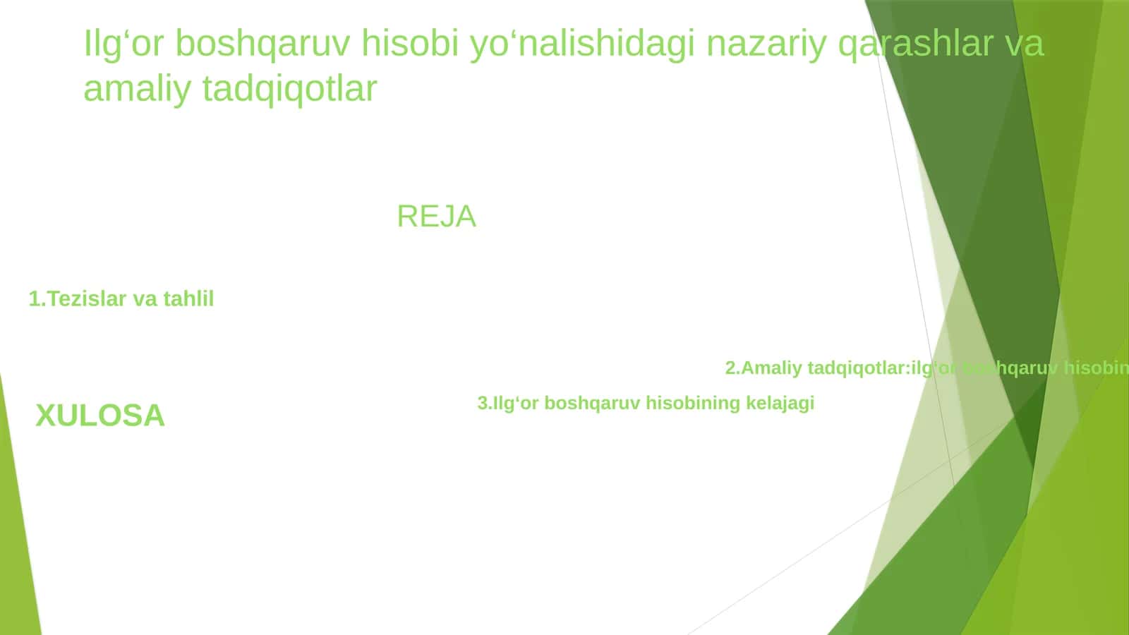 Ilg‘orboshqaruvhisobiyo‘nalishidagi nazariy qarashlar va amaliy tadqiqotlar 1