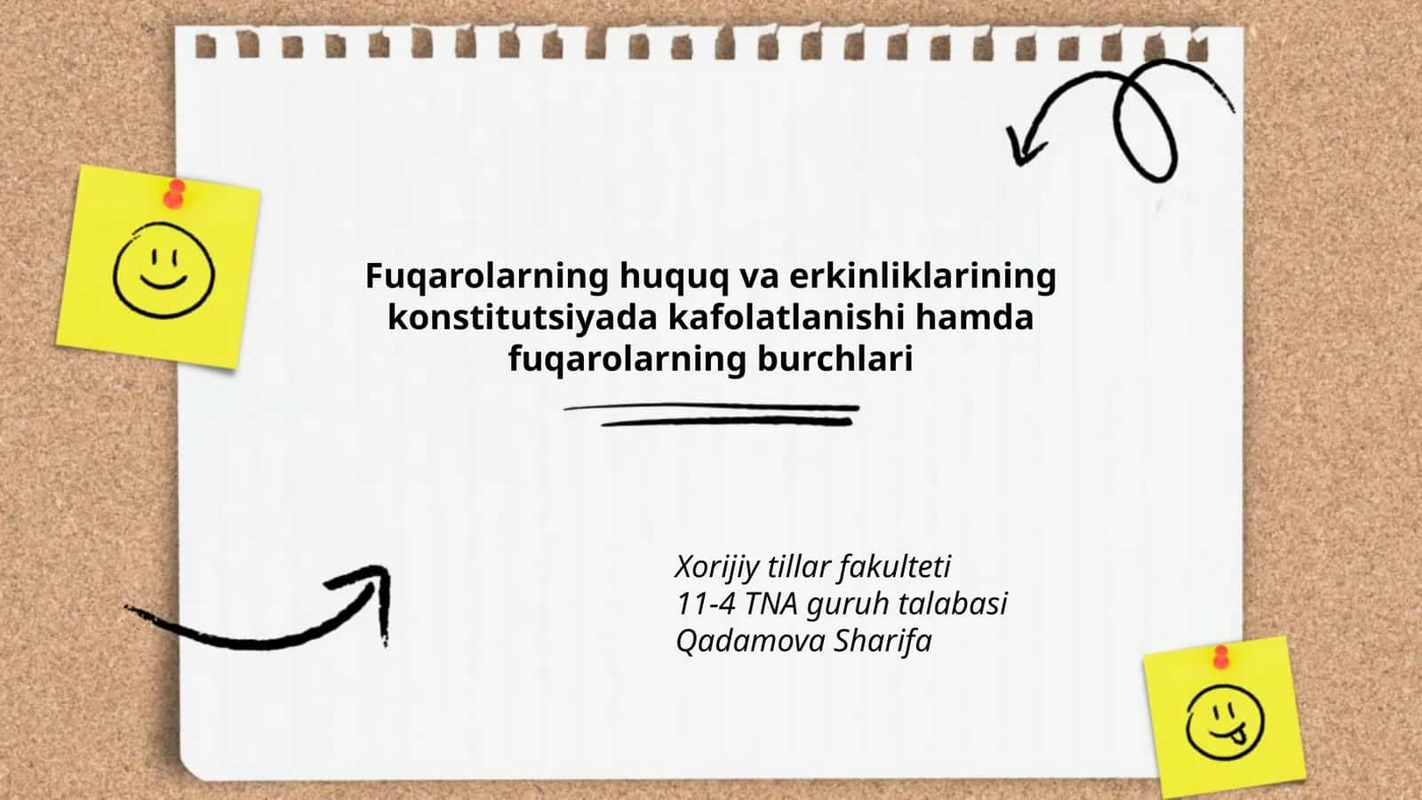 Fuqarolarning huquq va erkinliklarining konstitutsiyada kafolatlanishi hamda fuqarolarning burchlari 1