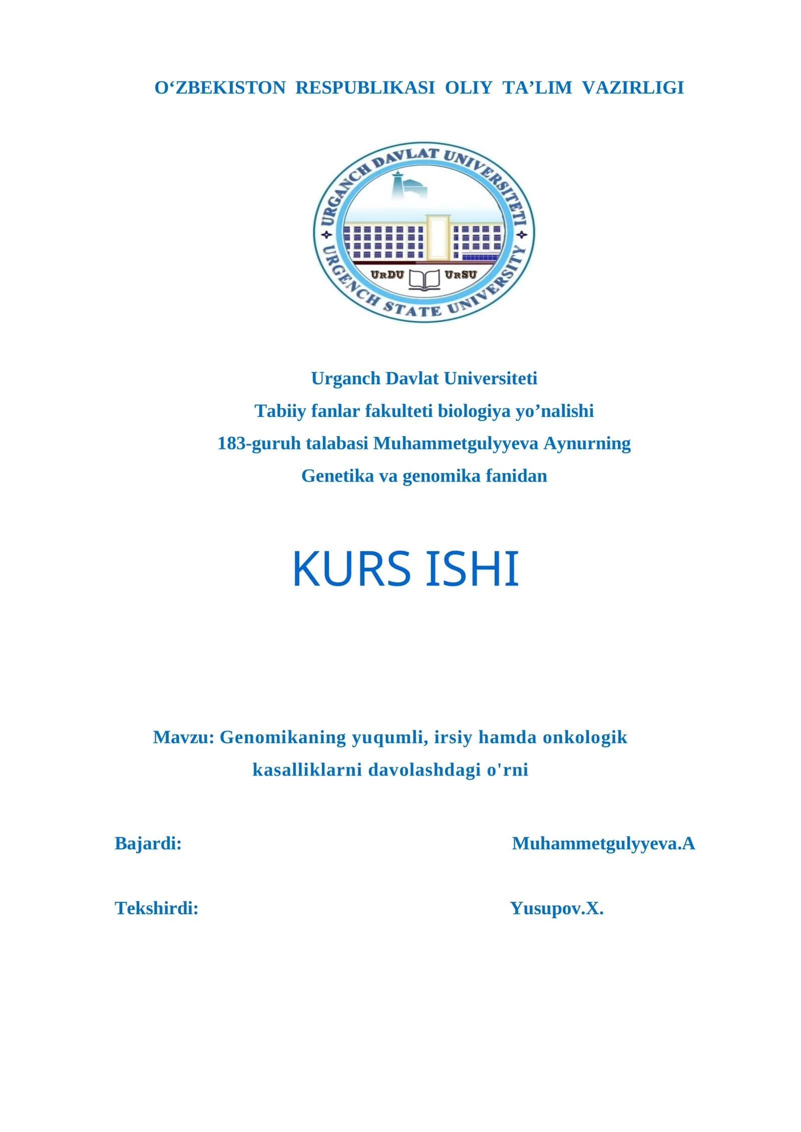 Genomikaning yuqumli, irsiy hamda onkologik kasalliklarni davolashdagi o'rni 1
