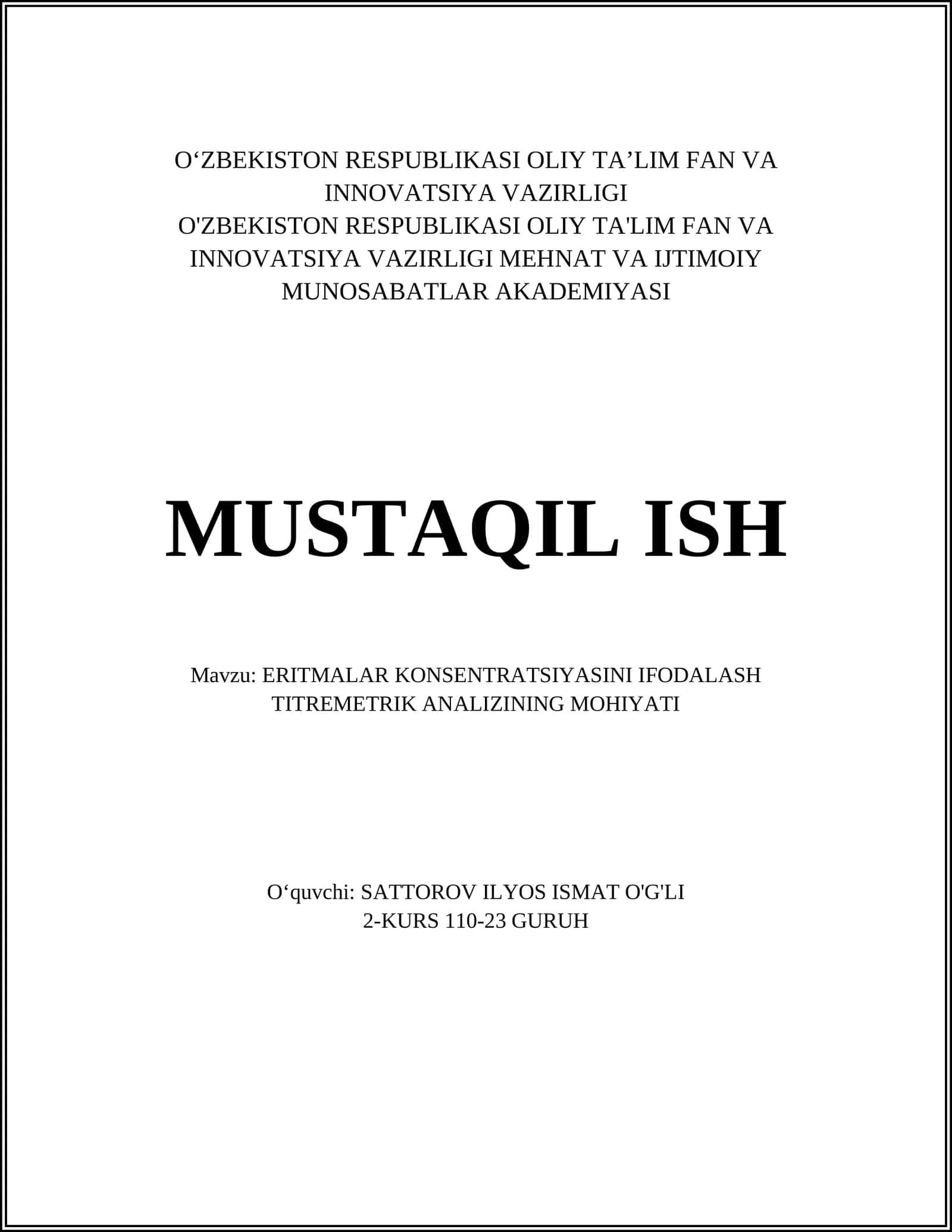 ERITMALAR KONSENTRATSIYASINI IFODALASH TITREMETRIK ANALIZINING MOHIYATI 1