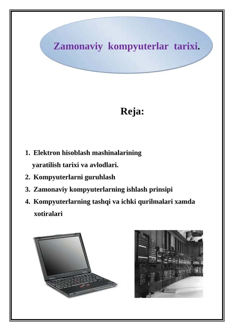 Zamonaviy kompyuterlar tarixi 1