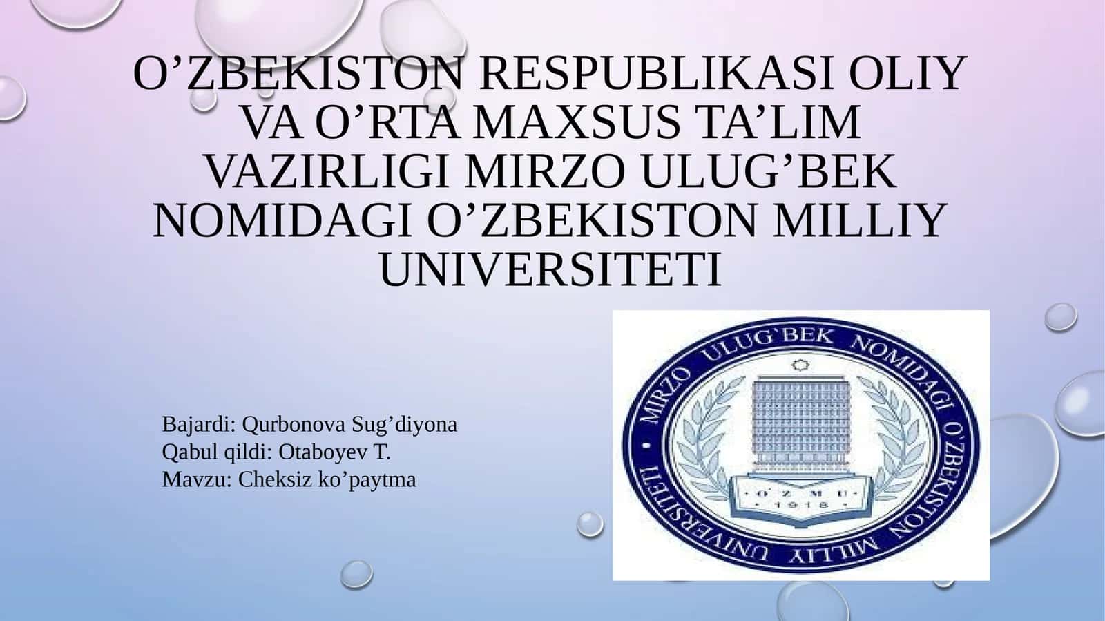 Cheksizko’paytma 1