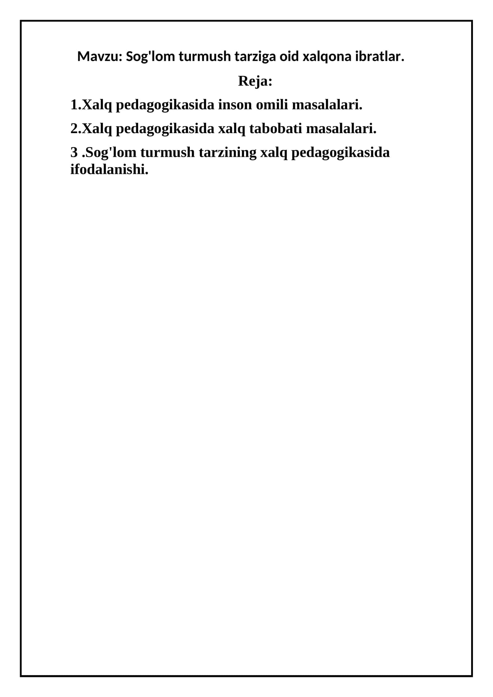 Sog'lom turmush tarziga oid xalqona ibratlar 1