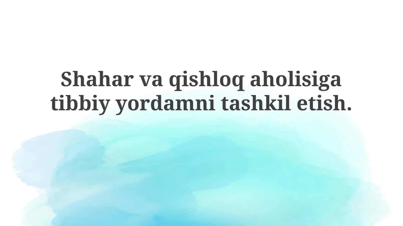 Shahar va qishloq aholisiga tibbiy yordam ko'rsatishni tashkil etish 1