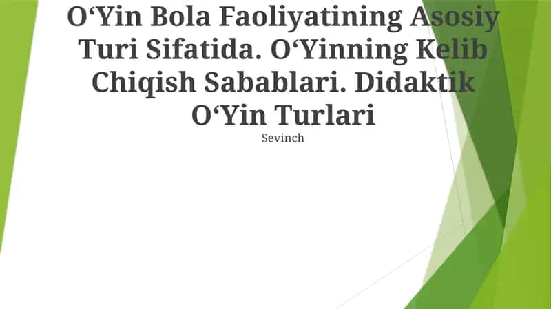 OʻYin Bola Faoliyatining Asosiy Turi Sifatida 1
