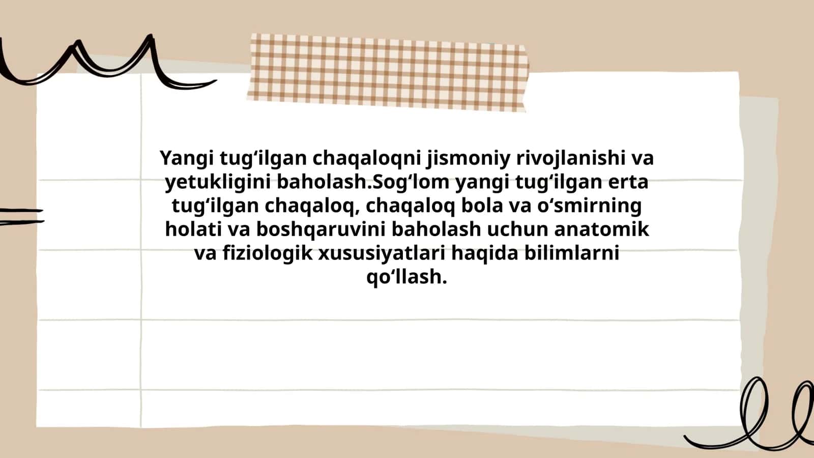 Yangi tugʻilgan chaqaloqni jismoniy rivojlanishi va yetukligini baholash 1