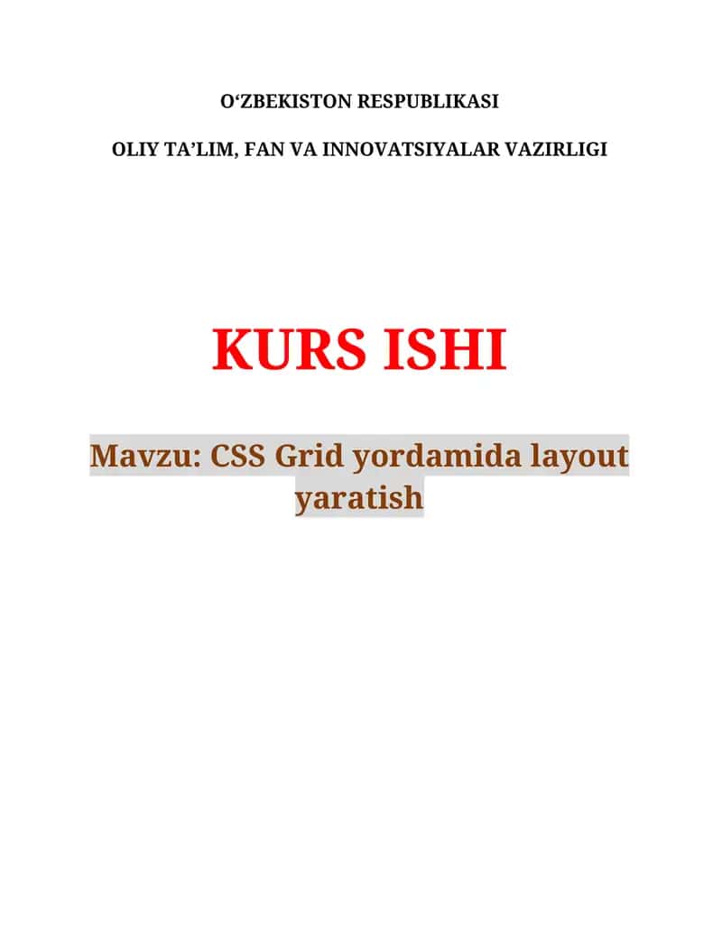 CSS Grid yordamida layout yaratish 1