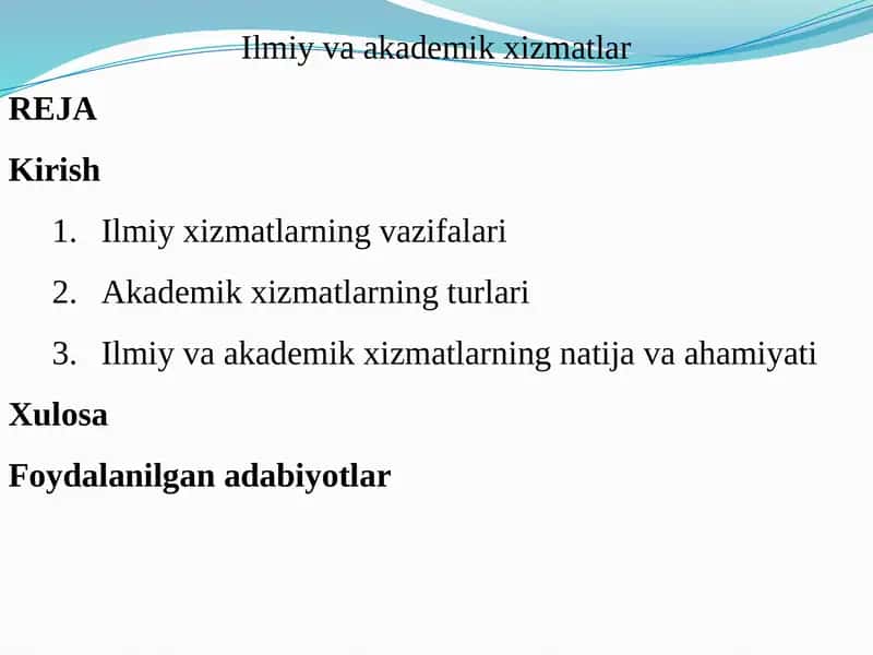 Ilmiy va akademik xizmatlar 1