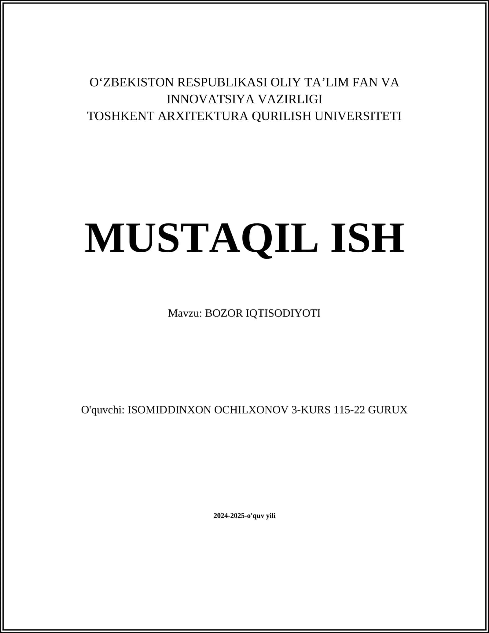 BOZOR IQTISODIYOTI 1