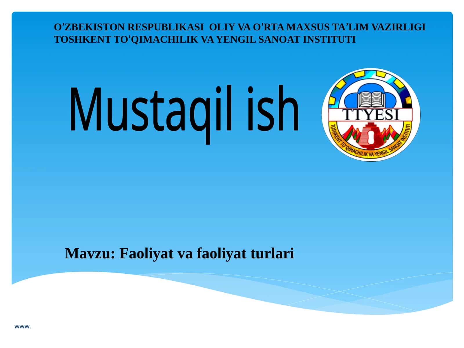 Faoliyat va faoliyat turlari 1