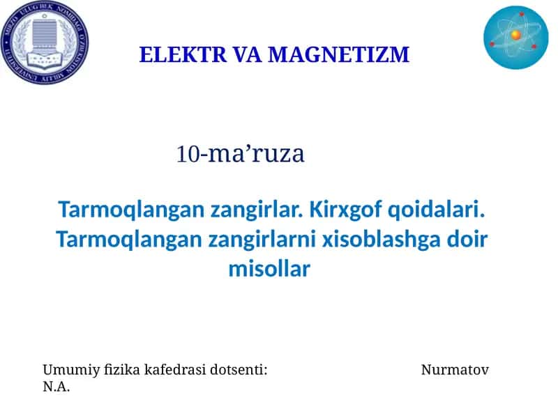 ELEKTR VA MAGNETIZM 1