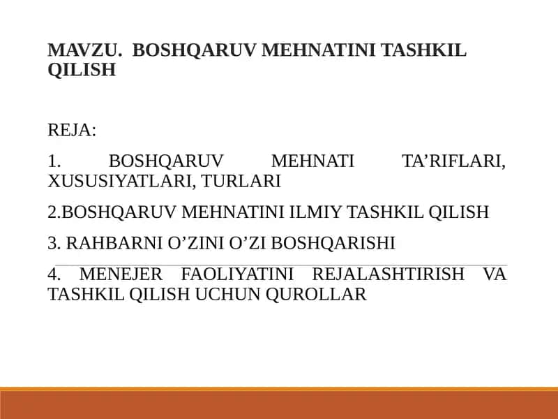Boshqaruv Mehnatini Tashkil Qilish 1