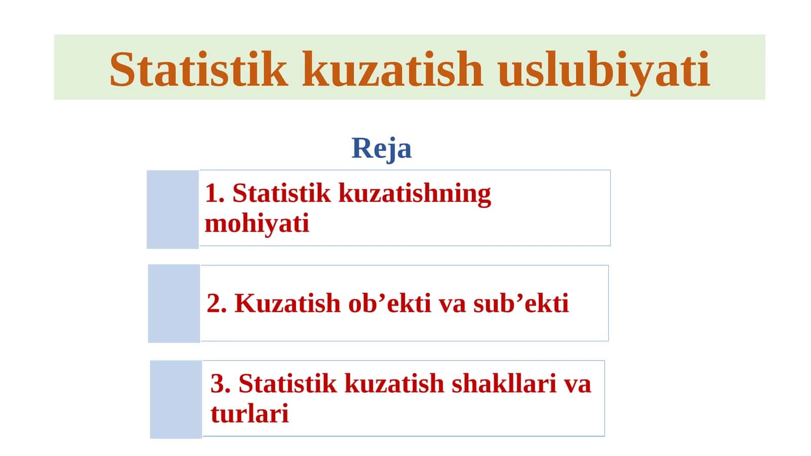 Statistik kuzatish uslubiyati 1