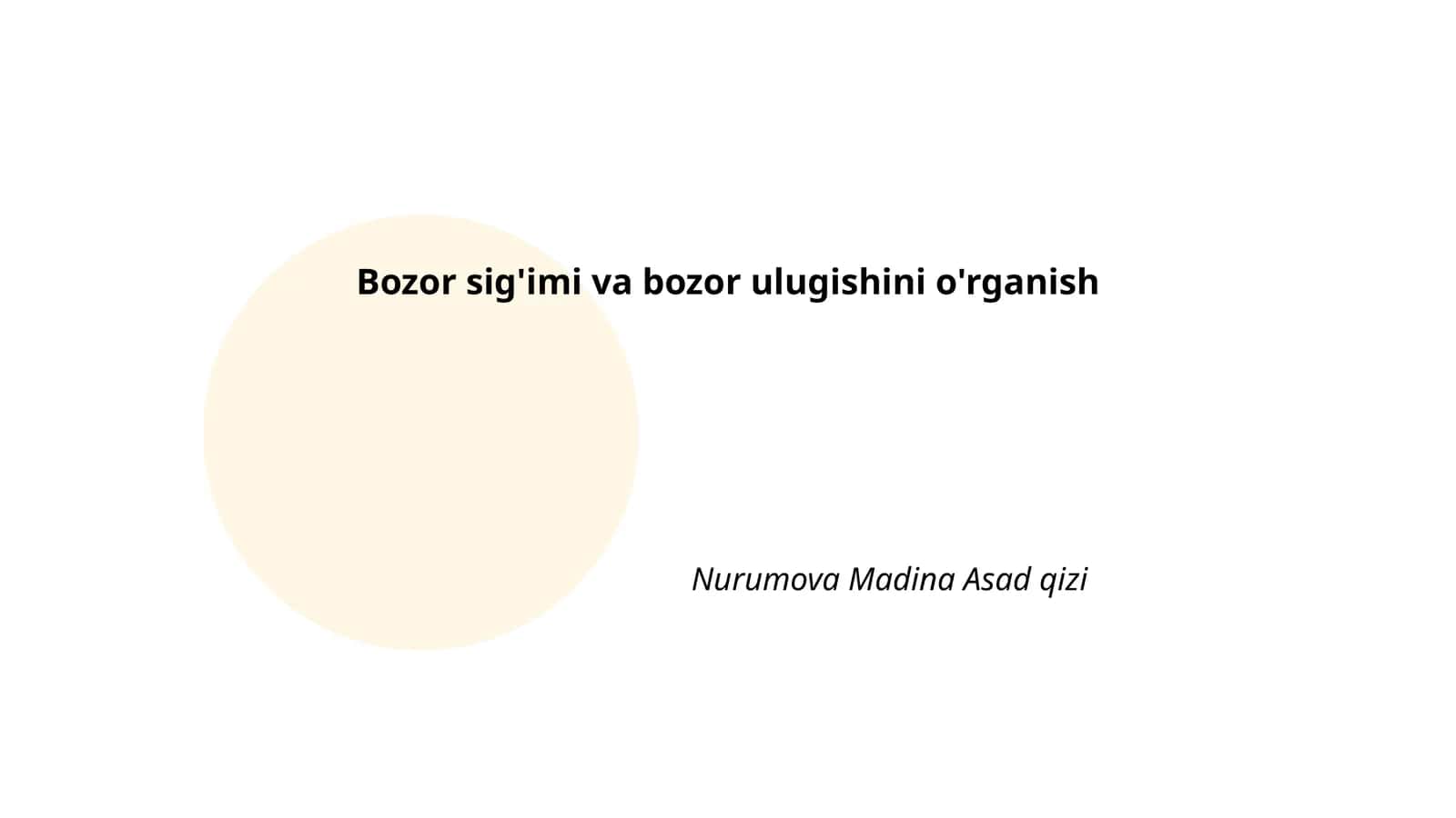 Bozor sig'imi va bozor ulugishini o'rganish 1